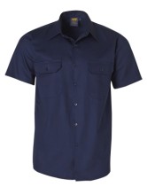 Mens Cotton Drill S/S Shirt - Navy 